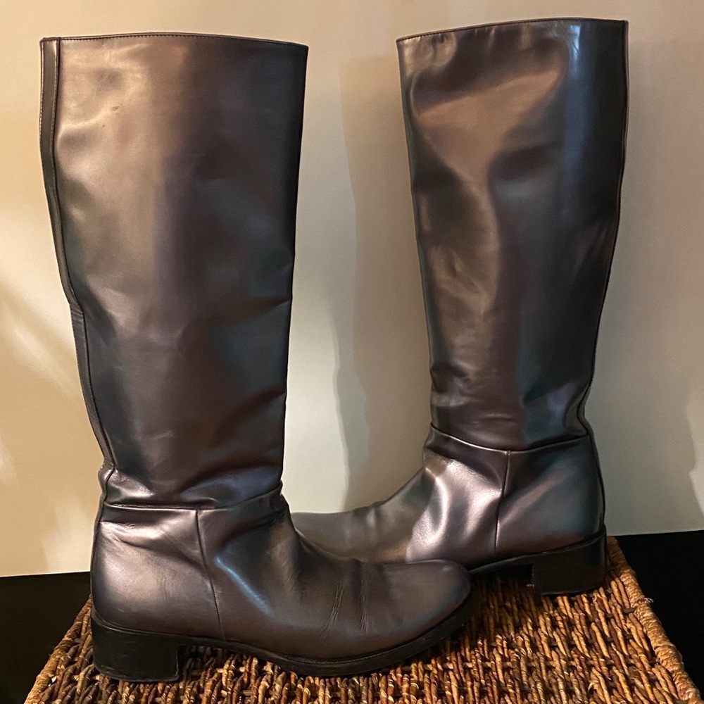 Prada Boots leather metallic grey size 9.5